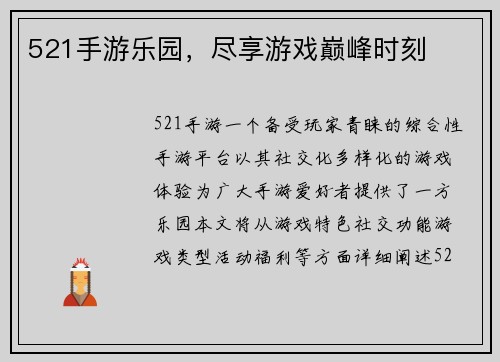 521手游乐园，尽享游戏巅峰时刻